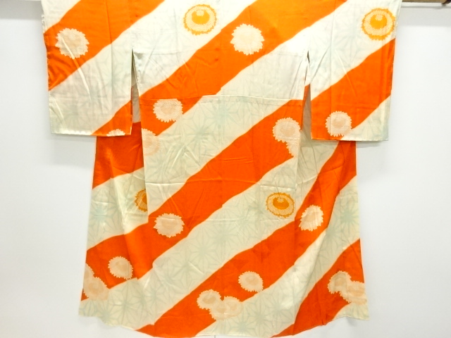 JAPANESE KIMONO / ANTIQUE HITOE JUBAN / SILK / MON KINSHA / SHIBORI / FLOWER